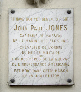 Plaque in front of the building on the Rue de Tournon, Paris where Jones died.