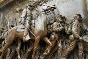 St. Gaudens Panel Commemorating 54th Volunteer Massachusetts Regiment, Monument is situated on the Northeast Corner of the Boston Common