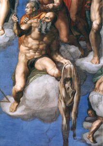 Detail, Sistine Chapel, St. Bartholomew and Likeness of Michelangelo, Vatican City