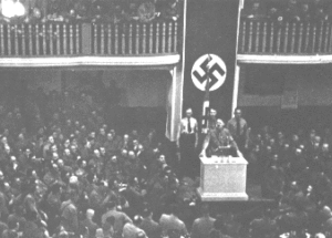 Hitler, Burgerbraukeller, 1939, in Front Of Pillar 